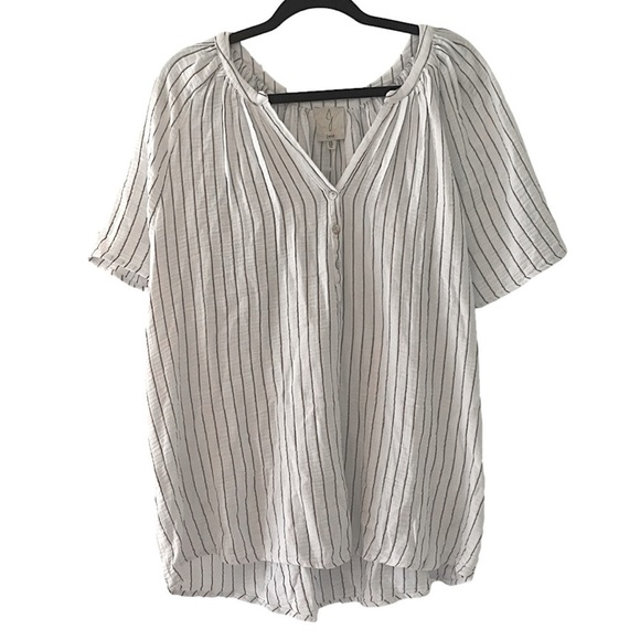 Joie White Striped Flutter Sleeve Top, 3X - Picture 1 of 10